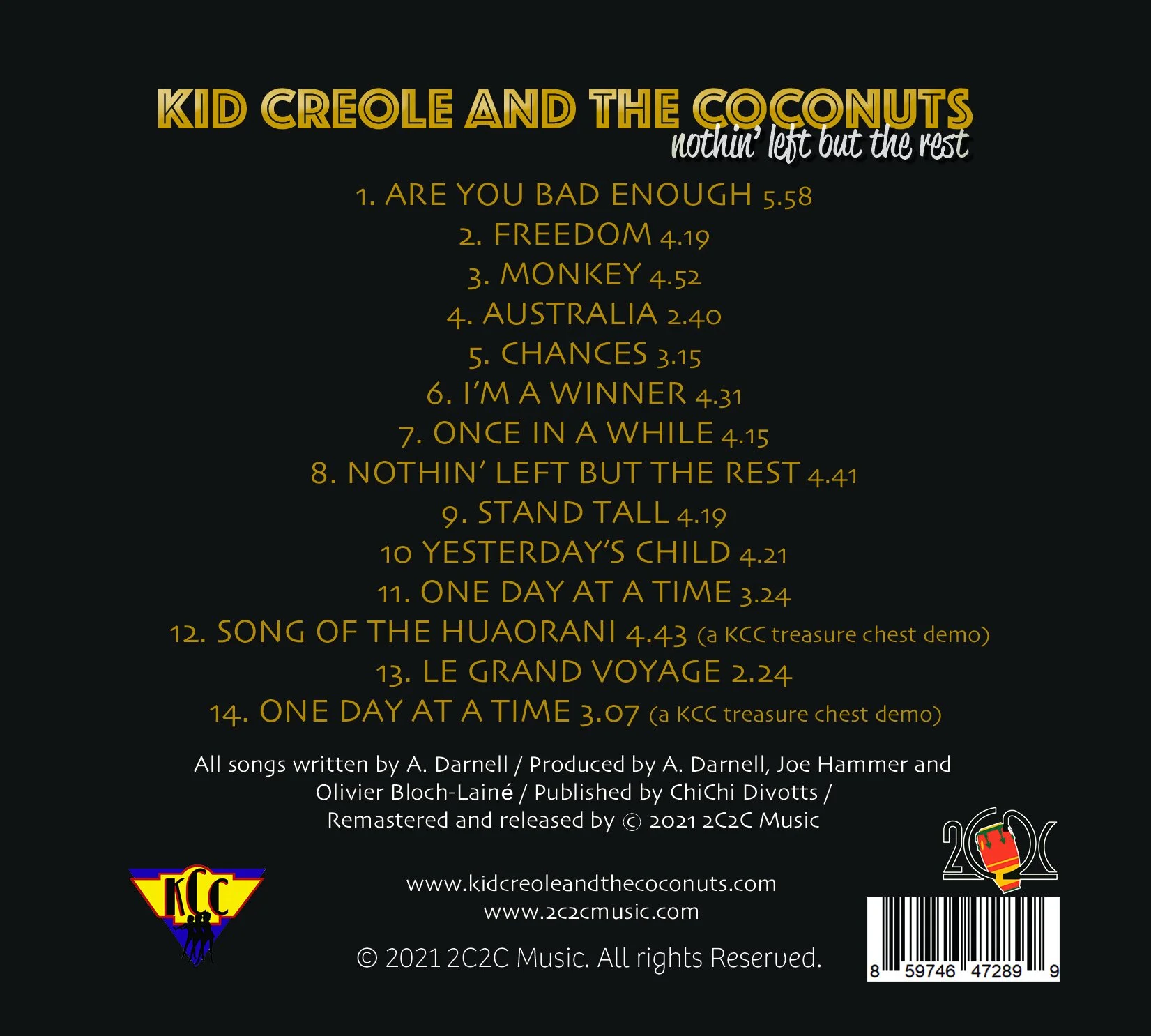 New album by Kid Creole - Nothin' Left but the Rest — 2 C 2 C Music
